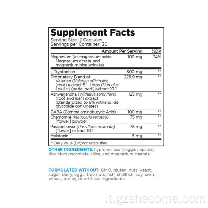 L'aiuto per il sonno per gli adulti promuove capsule di melatonina del sonno